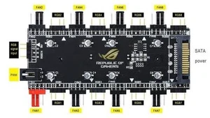 2-in-1 PWM & ARGB 5V Addressable RGB Controller Hub 8 Ports 12V 4Pin Fan & 5V 3Pin AURA Adapter with PMMA Case and Magnetic Standoff for Cooling Radiator & ASUS/MSI LED Strip - SATA Powered 2-in-1 PWM & ARGB 5V Addressable RGB Controller Hub 8 Ports 12V 4Pin Fan & 5V 3Pin AURA Adapter with PMMA Case and Magnetic Standoff for Cooling Radiator & ASUS/MSI LED Strip - SATA Powered