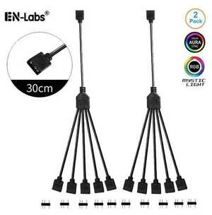 EnLabs 2 Pack 1-to-5 3 Pins Addressable RGB Splitter Y Cable,LED Strip RGB Case Fans 5 Way RGB Hub Compatible with ASUS Aura Sync / Gigabyte RGB Fusion / MSI Mystic Light and w/ 5V 3pin RGB Header EnLabs 2 Pack 1-to-5 3 Pins Addressable RGB Splitter Y Cable,LED Strip RGB Case Fans 5 Way RGB Hub Compatible with ASUS Aura Sync / Gigabyte RGB Fusion / MSI Mystic Light and w/ 5V 3pin RGB Header