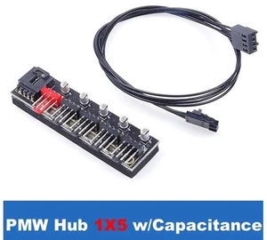 Sleeved PWM Fan Hub Splitter w/ LED RGB Lights Switch,Motherboard CPU Fan 4 Pin to 5 Way Adapter Cable for 4-Pin &(PWM 1X5 PR) (30CM) Sleeved PWM Fan Hub Splitter w/ LED RGB Lights Switch,Motherboard CPU Fan 4 Pin to 5 Way Adapter Cable for 4-Pin &(PWM 1X5 PR) (30CM)