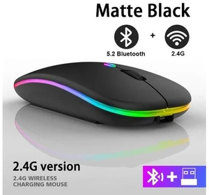 Rechargeable Bluetooth Wireless Mouse with 2.4GHz USB RGB 1600DPI Mouse for Computer Laptop Tablet PC Macbook Gaming Mouse Gamer(Dual Mode Wireless) Rechargeable Bluetooth Wireless Mouse with 2.4GHz USB RGB 1600DPI Mouse for Computer Laptop Tablet PC Macbook Gaming Mouse Gamer(Dual Mode Wireless)