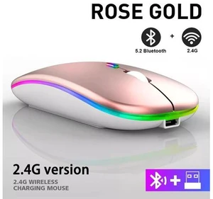 Rechargeable Bluetooth Wireless Mouse with 2.4GHz USB RGB 1600DPI Mouse for Computer Laptop Tablet PC Macbook Gaming Mouse Gamer(Dual Mode Wireless) Rechargeable Bluetooth Wireless Mouse with 2.4GHz USB RGB 1600DPI Mouse for Computer Laptop Tablet PC Macbook Gaming Mouse Gamer(Dual Mode Wireless)