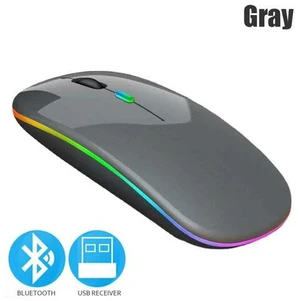 Bluetoooth 5.0 Wireless Mouse With USB Rechargeable RGB Light For Laptop Computer PC Macbook Gaming Mouse 2.4GHz 1600DPI(Gray) Bluetoooth 5.0 Wireless Mouse With USB Rechargeable RGB Light For Laptop Computer PC Macbook Gaming Mouse 2.4GHz 1600DPI(Gray)