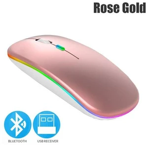 Bluetoooth 5.0 Wireless Mouse With USB Rechargeable RGB Light For Laptop Computer PC Macbook Gaming Mouse 2.4GHz 1600DPI(Rose Gold) Bluetoooth 5.0 Wireless Mouse With USB Rechargeable RGB Light For Laptop Computer PC Macbook Gaming Mouse 2.4GHz 1600DPI(Rose Gold)