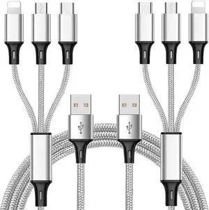 Multi Charging Cable (2Pack 5FT) Multi USB Charger Cable Aluminum Nylon 3 in 1 Universal Multiple Charging Cord with Type-C/Micro USB Connectors for Most Phones & Tablets (Charging Only) Multi Charging Cable (2Pack 5FT) Multi USB Charger Cable Aluminum Nylon 3 in 1 Universal Multiple Charging Cord with Type-C/Micro USB Connectors for Most Phones & Tablets (Charging Only)