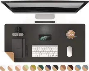 Dual-Sided Mouse Pad Natural Cork & PU Leather Large Desk Pad for Office and Home Work Desk Protector Non-Slip Waterproof Easy Clean (Black 36x17) Dual-Sided Mouse Pad Natural Cork & PU Leather Large Desk Pad for Office and Home Work Desk Protector Non-Slip Waterproof Easy Clean (Black 36x17)