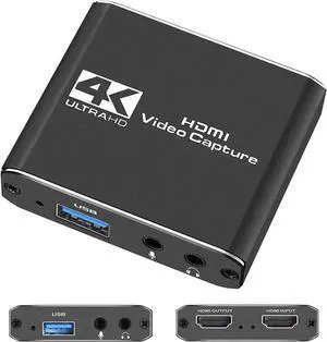 Capture Card, HDMI Audio Video Capture Card, 1080P 60FPS Video Recorder Capture Device Converter with Mic Input & Audio Output and 4K HD Loop-Out Work with Nintendo Switch/PS4/DSLR/OBS Capture Card, HDMI Audio Video Capture Card, 1080P 60FPS Video Recorder Capture Device Converter with Mic Input & Audio Output and 4K HD Loop-Out Work with Nintendo Switch/PS4/DSLR/OBS