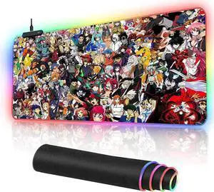 RGB Mouse Pad Japanese Anime Characters Crossover Custom Mousepad with Non-Slip Rubber Base,Large Gaming Desk Pad,LED Light Edges Mouse Mat,Computer Keyboard and Mice Pads for Office Game,35.4x15. RGB Mouse Pad Japanese Anime Characters Crossover Custom Mousepad with Non-Slip Rubber Base,Large Gaming Desk Pad,LED Light Edges Mouse Mat,Computer Keyboard and Mice Pads for Office Game,35.4x15.