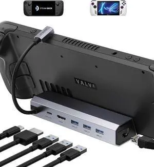 JSAUX Docking Station for Steam Deck/ROG Ally, 6-in-1 Steam Deck Dock with HDMI 2.0 4K@60Hz, Gigabit Ethernet, 3 USB-A 3.0 and 100W USB-C Charging Port, Compatible with Steam Deck OLED-HB0603 JSAUX Docking Station for Steam Deck/ROG Ally, 6-in-1 Steam Deck Dock with HDMI 2.0 4K@60Hz, Gigabit Ethernet, 3 USB-A 3.0 and 100W USB-C Charging Port, Compatible with Steam Deck OLED-HB0603