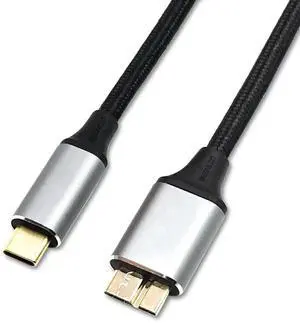 USB Micro B to USB Type C Cable 10 Gbps Fast Data Transfer Cord 3A Quick Charge Compatible with MacBook, iPad, Galaxy S24, Laptop, External Hard Drive - Nylon Black Wire 0.5 M / 1.6 Feet USB Micro B to USB Type C Cable 10 Gbps Fast Data Transfer Cord 3A Quick Charge Compatible with MacBook, iPad, Galaxy S24, Laptop, External Hard Drive - Nylon Black Wire 0.5 M / 1.6 Feet