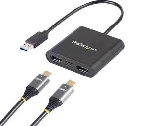 USB-A 3.0 to Dual HDMI Adapter, 4K 30Hz + 1080p 60Hz, Windows only | USB 5Gbps to 2x HDMI external graphics, 1x 4K 30Hz + 1x 1080p 60Hz, Extend or mirror USB-A 3.0 to Dual HDMI Adapter, 4K 30Hz + 1080p 60Hz, Windows only | USB 5Gbps to 2x HDMI external graphics, 1x 4K 30Hz + 1x 1080p 60Hz, Extend or mirror