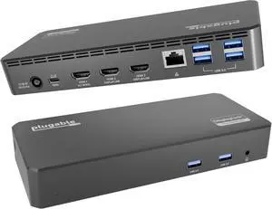 Plugable USB C Triple Display Docking Station | 100W PD, 3x HDMI (1x 4K 30Hz, 2x 1080p 60Hz), 6x USB 5Gbps Ports | Windows, macOS, ChromeOS Compatible - Enhance Productivity with Multi-Monitor Support Plugable USB C Triple Display Docking Station | 100W PD, 3x HDMI (1x 4K 30Hz, 2x 1080p 60Hz), 6x USB 5Gbps Ports | Windows, macOS, ChromeOS Compatible - Enhance Productivity with Multi-Monitor Support