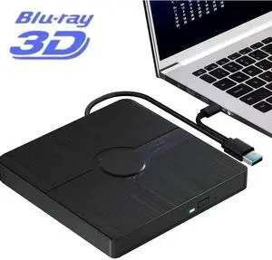 External Blu Ray Drive, BD Player with Read/Write Capability Portable Blu-ray Player with USB 3.0 Type-C CD/DVD Burner 3D Blu-ray Drive Compatible with Win10 and Mac OS, Drive Blu Ray Player External Blu Ray Drive, BD Player with Read/Write Capability Portable Blu-ray Player with USB 3.0 Type-C CD/DVD Burner 3D Blu-ray Drive Compatible with Win10 and Mac OS, Drive Blu Ray Player