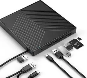 8-In-1 External CD DVD Drive with USB SD/TF Reader,CD/DVD +/-RW Burner Player Writer Optical Disk Reader Portable CD DVD Drive for Laptop Mac MacBook PC Windows 11 10 Linux OS 8-In-1 External CD DVD Drive with USB SD/TF Reader,CD/DVD +/-RW Burner Player Writer Optical Disk Reader Portable CD DVD Drive for Laptop Mac MacBook PC Windows 11 10 Linux OS