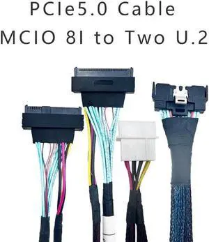 Amphenol MCIO 8X STR to 2* U.2(SFF 8639) Cable 0.75M Amphenol MCIO 8X STR to 2* U.2(SFF 8639) Cable 0.75M