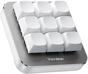 Vaydeer One-Handed Mechanical Keyboard Support NKRO, Hotkeys, One-Click Start,9 Fully Programmable Keys with Floating Window and Macro Multifunctional Keypad for iOS,Windows-White Vaydeer One-Handed Mechanical Keyboard Support NKRO, Hotkeys, One-Click Start,9 Fully Programmable Keys with Floating Window and Macro Multifunctional Keypad for iOS,Windows-White