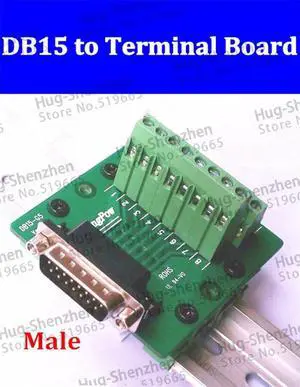 DB15 Male D-SUB 15 Pin Port Signals Breakout PCB Board terminal Adapter connector DR15 without Din Rail Mounting DB15 Male D-SUB 15 Pin Port Signals Breakout PCB Board terminal Adapter connector DR15 without Din Rail Mounting