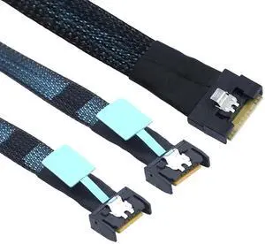 AoQhir Slimline SAS SFF-8654 8I to Dual MCIO 4I Server Cable with Anti-Misplug Full Cover Design, 16G High-Speed Copper Wire Harness (0.8M/31.49in) AoQhir Slimline SAS SFF-8654 8I to Dual MCIO 4I Server Cable with Anti-Misplug Full Cover Design, 16G High-Speed Copper Wire Harness (0.8M/31.49in)