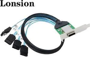 AoQhir Mini SAS HD SFF-8088 26Pin Female to 4X SATA 7Pin 180 Cable, 0.5m/19.6in 12Gbps High-Speed Server Data Cable AoQhir Mini SAS HD SFF-8088 26Pin Female to 4X SATA 7Pin 180 Cable, 0.5m/19.6in 12Gbps High-Speed Server Data Cable
