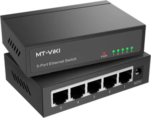 5 Port Gigabit Ethernet Switch, Unmanaged Network Switch Splitter, Desktop/Wall-Mount, Metal Casing, Fanless, Plug and Play 5 Port Gigabit Ethernet Switch, Unmanaged Network Switch Splitter, Desktop/Wall-Mount, Metal Casing, Fanless, Plug and Play