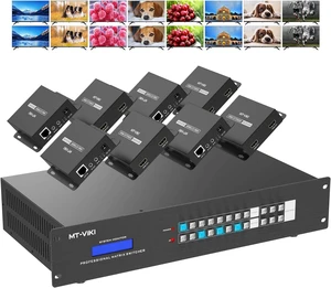 MT-VIKI 8x8 HDMI Matrix Extender 4K60Hz, 8 in 16 Out with CAT6/7/8 Transmission up to 230ft, POC Power, Web GUI, RS232 Control, EDID for Church, Conference & Pro AV System (with 8 POC Receivers) MT-VIKI 8x8 HDMI Matrix Extender 4K60Hz, 8 in 16 Out with CAT6/7/8 Transmission up to 230ft, POC Power, Web GUI, RS232 Control, EDID for Church, Conference & Pro AV System (with 8 POC Receivers)