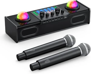 MT-VIKI Portable Bluetooth Karaoke Machine Speaker with 2 Wireless Microphones, RGB Lights, Different Effects, Perfect for Adults & Kids, Home & Outdoor Party MT-VIKI Portable Bluetooth Karaoke Machine Speaker with 2 Wireless Microphones, RGB Lights, Different Effects, Perfect for Adults & Kids, Home & Outdoor Party