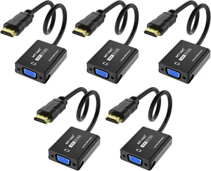 MT-VIKI HDMI to VGA Adapter, Gold-Plated HDMI Converter Male to Female, Compatible for Computer, Desktop, Laptop, Monitor, Projector, HDTV, Chromebook, Raspberry Pi, Roku, Xbox (5 Pack) MT-VIKI HDMI to VGA Adapter, Gold-Plated HDMI Converter Male to Female, Compatible for Computer, Desktop, Laptop, Monitor, Projector, HDTV, Chromebook, Raspberry Pi, Roku, Xbox (5 Pack)