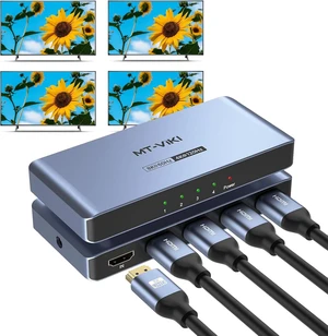 MT-VIKI 2.0 HDMI Splitter, 4K@60Hz HDMI Duplicator/Distributor HDR Support EDID HDCP 2.2 RGB 4:4:4 18Gbps-Adapter Included (8K 1 in 4 Out) MT-VIKI 2.0 HDMI Splitter, 4K@60Hz HDMI Duplicator/Distributor HDR Support EDID HDCP 2.2 RGB 4:4:4 18Gbps-Adapter Included (8K 1 in 4 Out)
