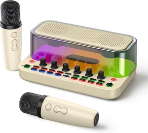 MT-VIKI Portable Bluetooth Karaoke Machine Speaker with 2 Wireless Microphones, RGB Lights, Lightweight, Perfect for Adults & Kids, Home & Outdoor Party MT-VIKI Portable Bluetooth Karaoke Machine Speaker with 2 Wireless Microphones, RGB Lights, Lightweight, Perfect for Adults & Kids, Home & Outdoor Party