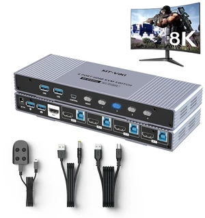 MT-VIKI 4K@120Hz/144Hz USB 3.0 HDMI KVM Switch 4 Port 8K@60Hz, Aluminum KVM Switch HDMI 2.1, HDR for GamAIAMXes (4 USB 3.0 Cable Included) MT-VIKI 4K@120Hz/144Hz USB 3.0 HDMI KVM Switch 4 Port 8K@60Hz, Aluminum KVM Switch HDMI 2.1, HDR for GamAIAMXes (4 USB 3.0 Cable Included)