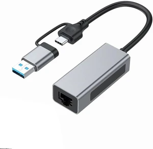 2.5G USB3.1 Ethernet Adapter, 2-in-1 USB-A/USB-C to 2.5Gbps Ethernet Adapter RJ45 Network Converter for PC Laptop Windows Mac OS Linux 2.5G USB3.1 Ethernet Adapter, 2-in-1 USB-A/USB-C to 2.5Gbps Ethernet Adapter RJ45 Network Converter for PC Laptop Windows Mac OS Linux