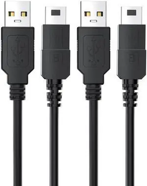 2-Pack 5.9ft Mini USB Cable, Built-in Ferrite Core, USB 2.0 A to Mini B Cable, 480Mbps Data Sync & Charging, Pure Copper Cord for PS3 Controller, Digital Camera, Hard Drive, GPS, MP3, Dash Cam 2-Pack 5.9ft Mini USB Cable, Built-in Ferrite Core, USB 2.0 A to Mini B Cable, 480Mbps Data Sync & Charging, Pure Copper Cord for PS3 Controller, Digital Camera, Hard Drive, GPS, MP3, Dash Cam