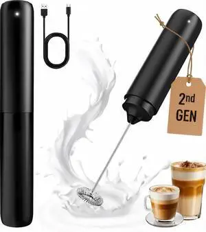 Rechargeable Milk Frother Handheld, Portable Hand Mixer Frother Wand Drink Mixer for Coffee, Latte, Matcha, Cappuccino, Frappe with cover kitchen gifts (Matte Black) Rechargeable Milk Frother Handheld, Portable Hand Mixer Frother Wand Drink Mixer for Coffee, Latte, Matcha, Cappuccino, Frappe with cover kitchen gifts (Matte Black)