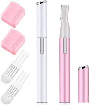 2 Pcs Electric Eyebrow Trimmer Women Precision Face Razors Mini Shaver with Comb Christmas Women Gift Battery Operated Personal Epilator for Face Neck Fuzz Lips Leg(White, Pink) 2 Pcs Electric Eyebrow Trimmer Women Precision Face Razors Mini Shaver with Comb Christmas Women Gift Battery Operated Personal Epilator for Face Neck Fuzz Lips Leg(White, Pink)