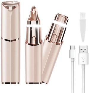 Facial Hair Removal Eyebrow Trimmer - Facial Shaver Device 2 in 1 Remover for Face Peach Fuzz Eyebrow Nose Ear Hair Chin Lips Armpit with LED Light Rechargeable for Women Men Travel Size (Gold) Facial Hair Removal Eyebrow Trimmer - Facial Shaver Device 2 in 1 Remover for Face Peach Fuzz Eyebrow Nose Ear Hair Chin Lips Armpit with LED Light Rechargeable for Women Men Travel Size (Gold)