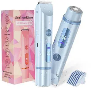 Bikini Trimmer for Women 2in1 High Power Epilators Hair Removal Waterproof Electric Razors Women's Electric Razor Pubic Hair Trimmer Shaver for Women for Ladies Pubic, Face, Underarms, Legs (Blue) Bikini Trimmer for Women 2in1 High Power Epilators Hair Removal Waterproof Electric Razors Women's Electric Razor Pubic Hair Trimmer Shaver for Women for Ladies Pubic, Face, Underarms, Legs (Blue)