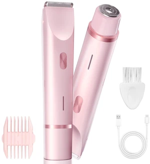 Bikini Trimmer for Women, Dual-Head Electric Body Hair Trimmer for Sensitive Areas, IP67 Waterproof Rinsable, USB-C Rechargeable Groomer for Bikini Line, Underarms, Legs & Face, Soft Pink Bikini Trimmer for Women, Dual-Head Electric Body Hair Trimmer for Sensitive Areas, IP67 Waterproof Rinsable, USB-C Rechargeable Groomer for Bikini Line, Underarms, Legs & Face, Soft Pink