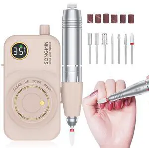 Professional Nail Drill 35000 RPM,SONGMIN Portable Cordless Efile with Bits Kit for Acrylic Nails Gel Polishing Removing,Rechargeable Electric Nail File Machine for Manicure,Pedicure Salon Home,Pink Professional Nail Drill 35000 RPM,SONGMIN Portable Cordless Efile with Bits Kit for Acrylic Nails Gel Polishing Removing,Rechargeable Electric Nail File Machine for Manicure,Pedicure Salon Home,Pink