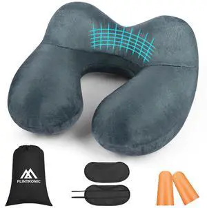 Inflatable Travel Pillow, Inflatable Travel Pillow for Airplane, Soft Velvet Neck Support, Lightweight Ergonomic Sleeping Neck Pillow for Airplane, Car, Train, Office, Camping (Grey) Inflatable Travel Pillow, Inflatable Travel Pillow for Airplane, Soft Velvet Neck Support, Lightweight Ergonomic Sleeping Neck Pillow for Airplane, Car, Train, Office, Camping (Grey)