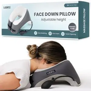 Face Down Pillow for Massage - Massage Headrest Face Cradle for Bed - Adjustable Height Massage Pillow Face Down with Breathable Design - Stomach Sleeping Pillow - Includes 2 Washable Pads Face Down Pillow for Massage - Massage Headrest Face Cradle for Bed - Adjustable Height Massage Pillow Face Down with Breathable Design - Stomach Sleeping Pillow - Includes 2 Washable Pads