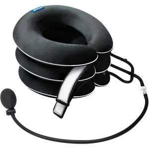 Cervical Neck Traction Device for Neck Pain Relief - Inflatable Neck Stretcher Collar for Decompression - Best Home Use Neck Brace Pump (Black Plush) Cervical Neck Traction Device for Neck Pain Relief - Inflatable Neck Stretcher Collar for Decompression - Best Home Use Neck Brace Pump (Black Plush)