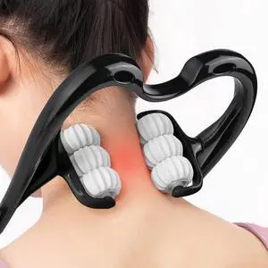 HaSeftni Neck Massager, Upgrade 6 Balls Massage Point Roller Massager for Pain Relief Handheld Tool Suitable Legs Waist and Shoulder Relaxer - Black HaSeftni Neck Massager, Upgrade 6 Balls Massage Point Roller Massager for Pain Relief Handheld Tool Suitable Legs Waist and Shoulder Relaxer - Black