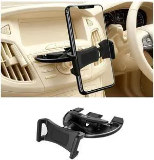 Car CD Slot Phone Holder, 360° Rotatable Anti-Vibration Sturdy CD Player Vehicles Cellphone Mount, Single-Press Release Hands-Free Automotive Smartphone Holder, Universal Fit (Black) Car CD Slot Phone Holder, 360° Rotatable Anti-Vibration Sturdy CD Player Vehicles Cellphone Mount, Single-Press Release Hands-Free Automotive Smartphone Holder, Universal Fit (Black)