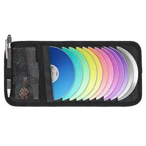 1 Pcs Car CD Holder, Car Sun Visor Storage DVD Disc Holders Pocket Case Organizer with 12 DVD Storage Sleeves, one Mesh Pocket, one Pen Holder, and Elastic Strap (Black) 1 Pcs Car CD Holder, Car Sun Visor Storage DVD Disc Holders Pocket Case Organizer with 12 DVD Storage Sleeves, one Mesh Pocket, one Pen Holder, and Elastic Strap (Black)