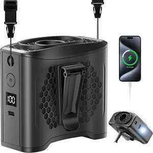 Portable Waist Fan Clip On, 4 Speeds 13000RPM Strong Airflow with 10000mAh Battery & Mobile Charging, Wearable Shirt Fan for Neck with SOS Light, LCD Display, for World Cup, Outdoor, Hiking, Working Portable Waist Fan Clip On, 4 Speeds 13000RPM Strong Airflow with 10000mAh Battery & Mobile Charging, Wearable Shirt Fan for Neck with SOS Light, LCD Display, for World Cup, Outdoor, Hiking, Working