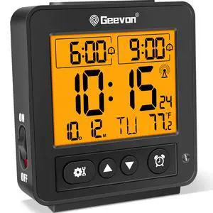 Small Atomic Travel Alarm Clock with Auto/8s Backlight, 2 Alarm Settings, Temperature, Increasing Beep Sounds Digital Atomic Travel Clock Battery Operated for Bedroom, Bedside, Black Small Atomic Travel Alarm Clock with Auto/8s Backlight, 2 Alarm Settings, Temperature, Increasing Beep Sounds Digital Atomic Travel Clock Battery Operated for Bedroom, Bedside, Black