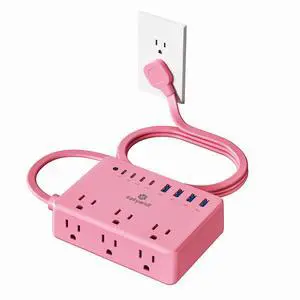 Pink Power Strip, 6 AC Outlets 8 USB Ports(4 USB C) with 2000J Surge Protector, 5ft Flat Plug Pink Extension Cord, Compact for Desk Home, Office, Dorm Pink Power Strip, 6 AC Outlets 8 USB Ports(4 USB C) with 2000J Surge Protector, 5ft Flat Plug Pink Extension Cord, Compact for Desk Home, Office, Dorm