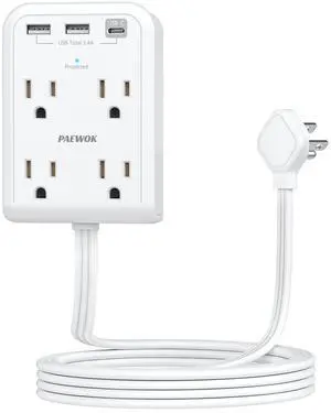 Surge Protector Power Strip, Outlet Extender Stick with USB C Ports, 4 Outlet 3 USB, Extension Cord Flat Wall Plug 6 FT, Home Office Dorm Room Essentials, White Surge Protector Power Strip, Outlet Extender Stick with USB C Ports, 4 Outlet 3 USB, Extension Cord Flat Wall Plug 6 FT, Home Office Dorm Room Essentials, White