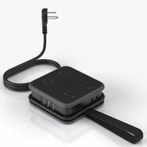 Flat Plug Power Strip, 5 ft Extension Cord with 8 Widely Outlets and 3 USB Ports, 3 Side Outlet Extender, Wall Mount, Overload Potection, Compact Power Strip for Home, Dorm Room Essentials Flat Plug Power Strip, 5 ft Extension Cord with 8 Widely Outlets and 3 USB Ports, 3 Side Outlet Extender, Wall Mount, Overload Potection, Compact Power Strip for Home, Dorm Room Essentials