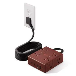 Brown Extension Cord 10Ft, Flat Plug Power Strip Surge Protector, 8 Outlet 4 USB Ports (2 USB C), Wall Mountable, Decorative Wood Charging Station for Home Office Desk Accessories Wood Grain Brown Extension Cord 10Ft, Flat Plug Power Strip Surge Protector, 8 Outlet 4 USB Ports (2 USB C), Wall Mountable, Decorative Wood Charging Station for Home Office Desk Accessories Wood Grain
