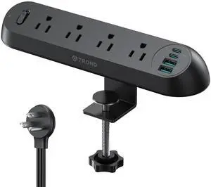 Desk Clamp Power Strip USB C PD 20W- Surge Protector with 4 AC Outlets 4 USB Ports, Flat Plug 6ft Extension Cord, 1700J, ETL Listed, Fits 1.97 in Tabletop Edge, for Home Office Desk Accessories Desk Clamp Power Strip USB C PD 20W- Surge Protector with 4 AC Outlets 4 USB Ports, Flat Plug 6ft Extension Cord, 1700J, ETL Listed, Fits 1.97 in Tabletop Edge, for Home Office Desk Accessories